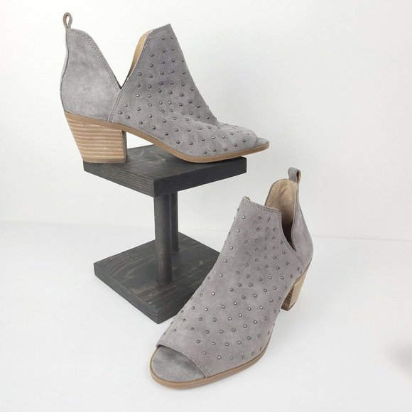 Lucky Brand Barlenna Women's Suede Studded Peep Toe Booties Sz 5.5M NWOB - Picture 1 of 9